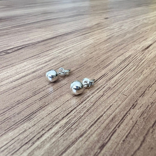 Imagen 5 de 10 de Arete Broquel Bola 6 Mm De Plata .925 Agálea Joyería