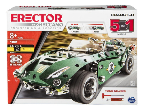 Meccano Erector Roadster Kit De Construcción 5-en-1, 174 Pie