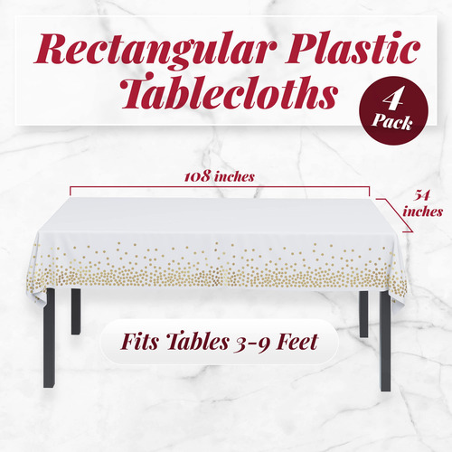 Mantel Desechable Dorado Y Blanco 137 X 274 Cm Pack 4