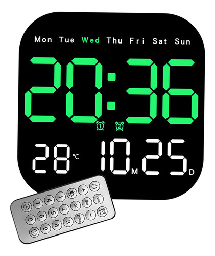 Reloj Despertador Digital Con Control Remoto, Reloj De Verde