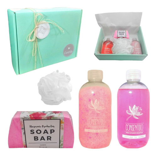 Set Kit Caja Regalo Mujer Box Spa Aroma Rosas Relax Zen N24