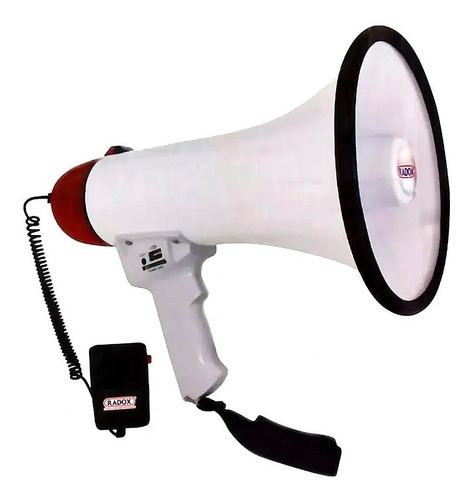 Imagen 1 de 3 de Megafono De Mano 9 PuLG C/ Microfono, Sirena 25w Radox