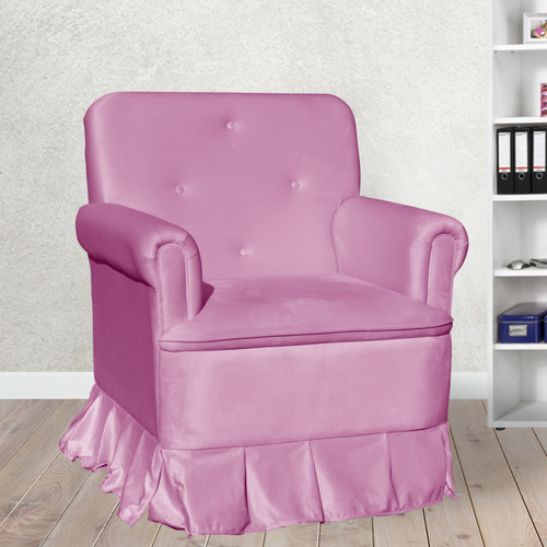 Poltrona Amamentação Com Balanço + Puff Laura Veludo Rosa Chiclete