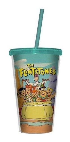 Copo Canudo The Flintstones Hanna Barbera Oficial 300ml