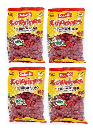 4 Bolsas Colorines Tipo Checolines Dulce Tamarindo Chile Sal