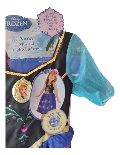 Disfraz Disney Frozen Anna Musical Con Luces Talla 4-6x