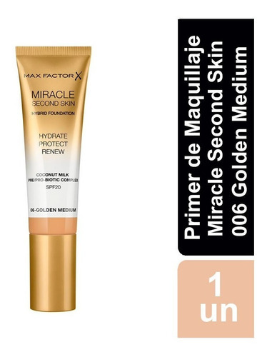 Base de maquillaje en cremoso Max Factor Miracle Miracle Second Skin tono 006 golden medium - 30mL