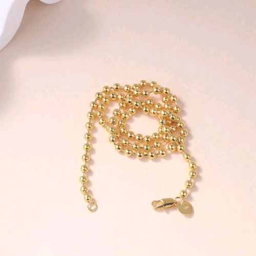 Collar Cadena De Estilo Militar Mujer Hombre Baño De Oro 18k