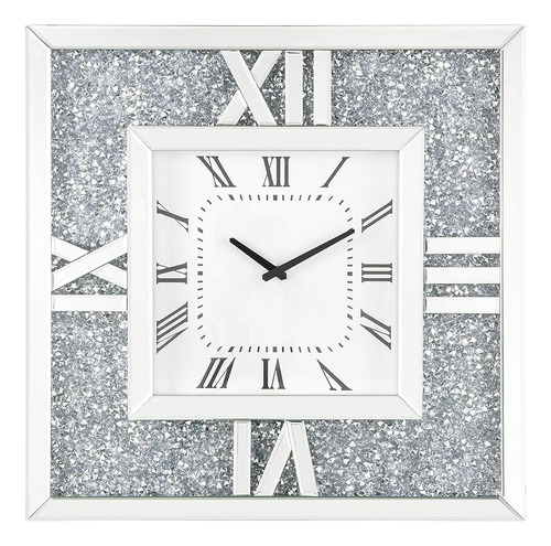 Acme Furniture Noralie Reloj De Pared En Espejo Y Diamantes 