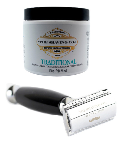 The Shaving Co Kit Crema De Afeitar Menta Y Rastrillo Negro