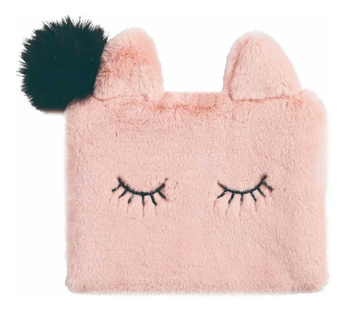 Necessaire Plush C/ Chaveiro Pompom - Gatinha Cílios