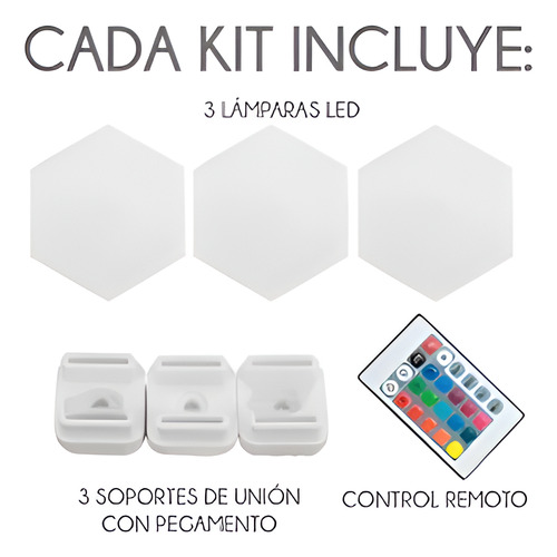 Lámpara Led Hexagonal Multicolor Control Remoto
