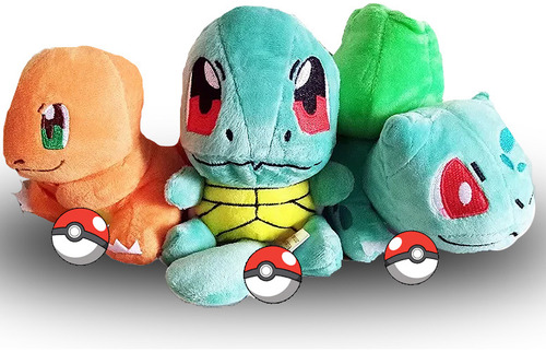 Pack Peluche Charmander Bulbasaur Squirtle - Envío Gratis