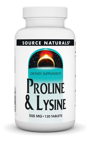 Source Naturals L-prolina Y L-lisina, 550 Mg - 120 Tabletas