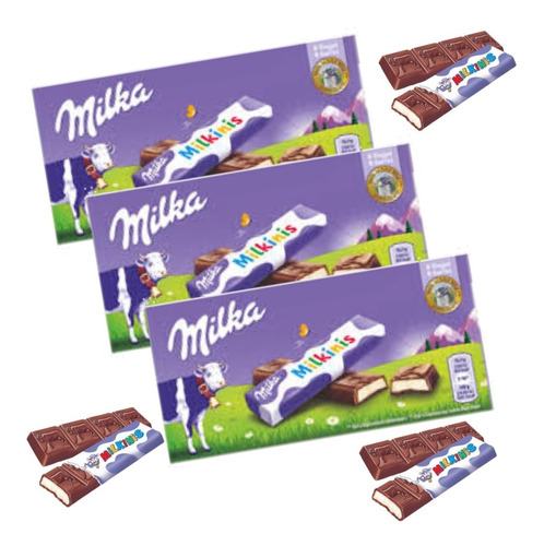 3 Caixa De Chocolate Milka-milkinis Sticks Tabletes Import