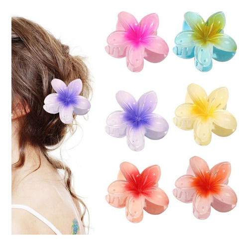 // Qk # 6 Pinzas Pelo Grandes Con Flores Mate Para Mujer