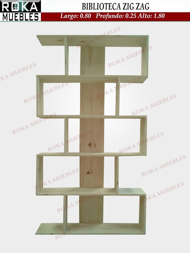 Imagen 2 de 4 de Biblioteca Escalera Zig Zag 80x25x180 Pino Roka Muebles
