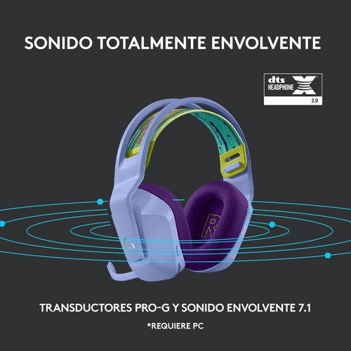 Imagen 8 de 10 de Auriculares G733 Con Micrófono Inalámbricos Lightspeed Rgb P