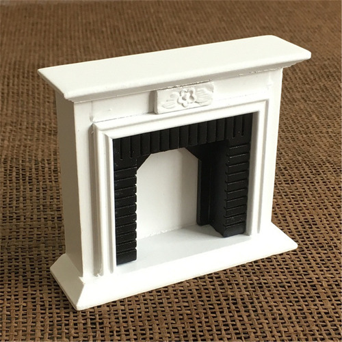 Chimenea Blanca De Simulación De Muebles En Miniatura Tipo C