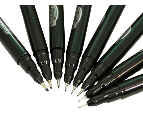 Estilógrafo Técnico Graduado Brw 0.05 A 0.8mm X8 Microfibra Negro