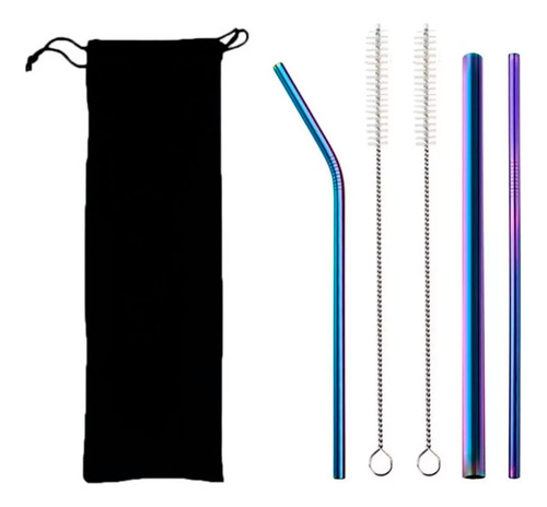 Set 3 Popotes Acero Inoxidable Reutilizables + Limpiador
