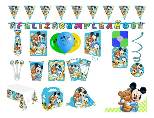 Kit Decoración Piñata Mickey Bebe Baby Económica 1 Año