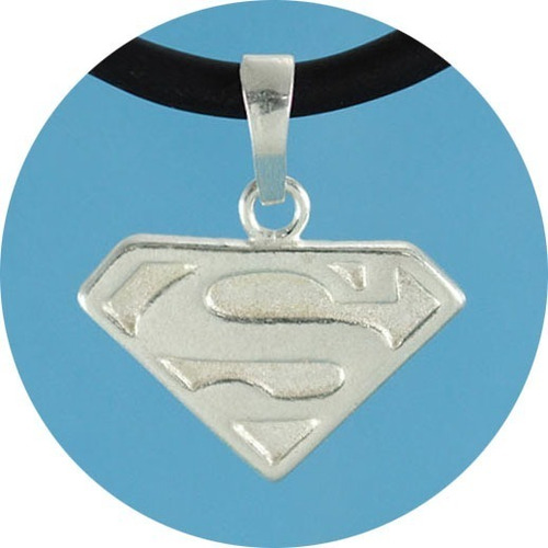 Dije Superman Símbolo Plata Ley .925 Incluye Collar Caucho