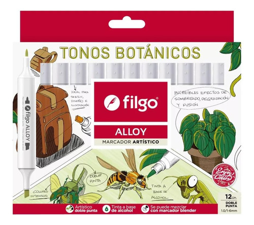 Marcadores Filgo Alloy Sketch Doble Punta X 12 Un Botanicos