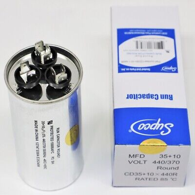 Supco Cd35+10x440r Hvac Motor Round Dual Run Capacitor 3 Vve