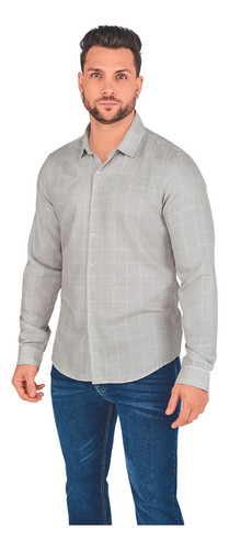 Camisa Hombre Gris A Cuadros 930-46