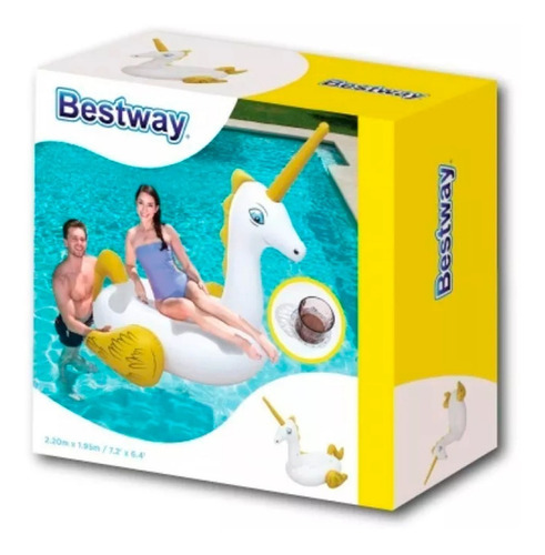 Imagen 5 de 9 de Unicornio Grande Inflable Flotador Pileta Bestway 41107 Full