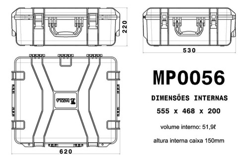 Mala Rígida Grande Resistente P/ Proteção Hard Case Mp0056