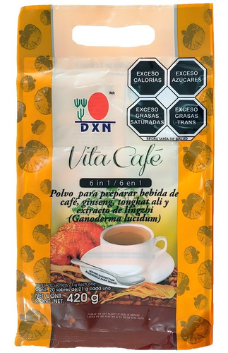 Lingzhi Vita Café 6 En 1 Dxn Con Ganoderma Lucidum 20 Sobres