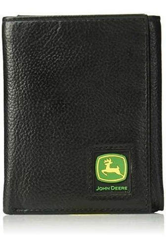 John Deere Hombres Tri-fold Wallet, Negro,uno C5l8m