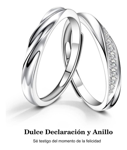 1 Par 925 Anillos Ajustables Para Parejas,para San Valentín