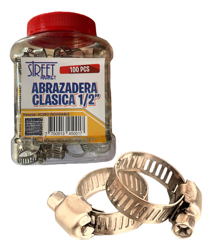 Abrazadera Metálica Sin Fin 100pcs Acero Inoxidable