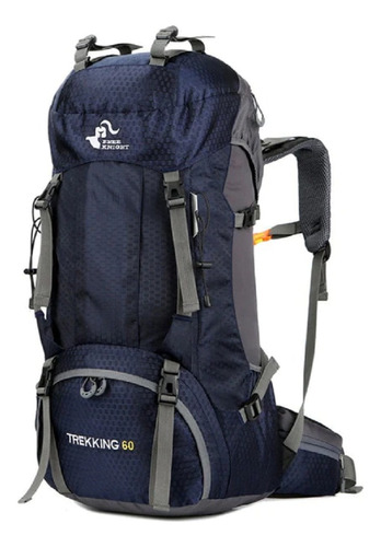 Mochila Viagem Camping Trilha Trekking Montanhismo 60l Cor Azul-escuro Desenho do tecido Liso