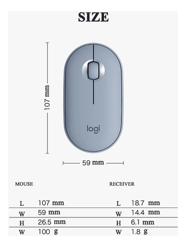 Ratón Inalámbrico Bluetooth Logitech Pebble M350 Delgado Y S