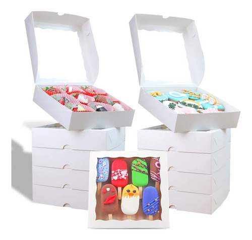 Romanticbaking 30 Cajas De Panaderia De 8 X 8 X 2 Pulgadas C