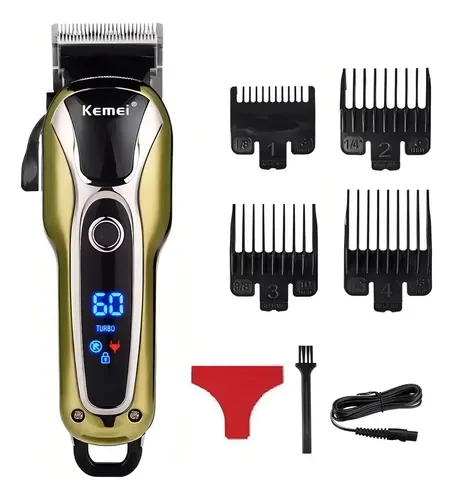 Kemei Máquina cortar cabelo Kemei Profissional s/fio recarregável KM-1990 dourada