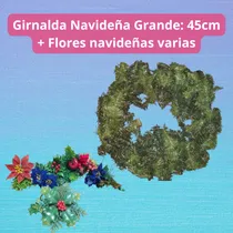 Comprar Girnalda Navideña Grande 45cm + Flores Y Adornos Navideños