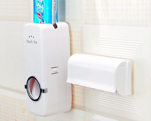 Dispenser Pasta Dental Porta Cepillo 2 En 1 Soporte Touch Me Color Blanco