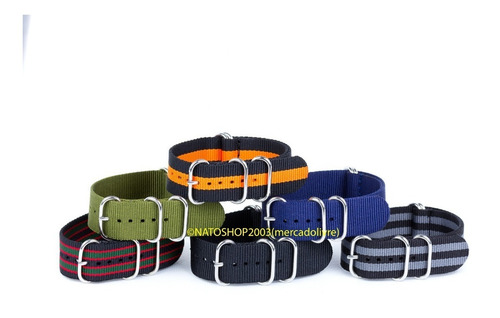 Imagem 3 de 5 de Pulseira Relógio Nato Zulu Nylon 20mm Bege 5 Anéis