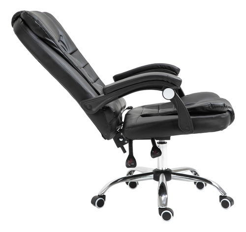 Cadeira Presidente Home/office Com Massagem Com Pés Cromado Cor Preto Material Do Estofamento Couro Sintético