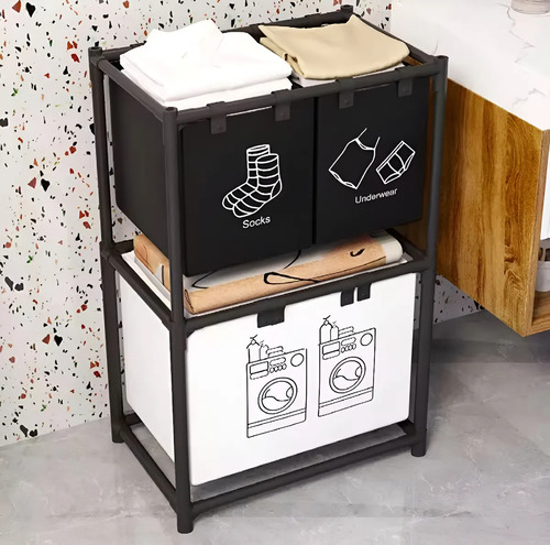 Cesta De Ropa Sucia 3 Compartimentos Espesar Accesorios Baño