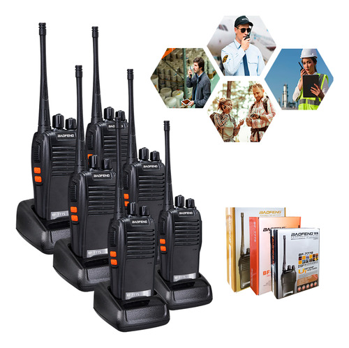 Kit 6 Radio Walk Talk Comunicador 16 Ch 12km Baofeng 777s Ht