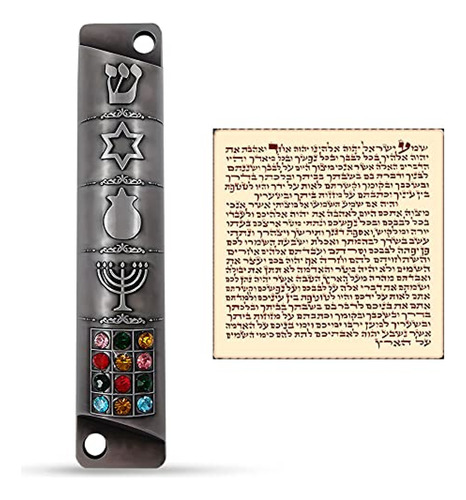 Funda De Mezuzá Estuche De Peltre Mezuzah Con Pergamino 3d E