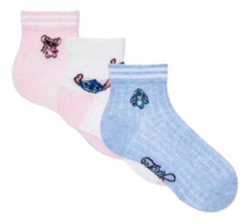 Calcetines Disney Stitch Bordado Talla Única 3 Unidades