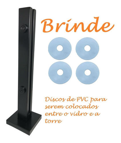 20 Coluna Torre Inox 40 Cm Preto Fosco Chumbador Integrado