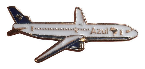 Pim Bótom Broche Avião Aviação Azul 3cm Folheado A Ouro